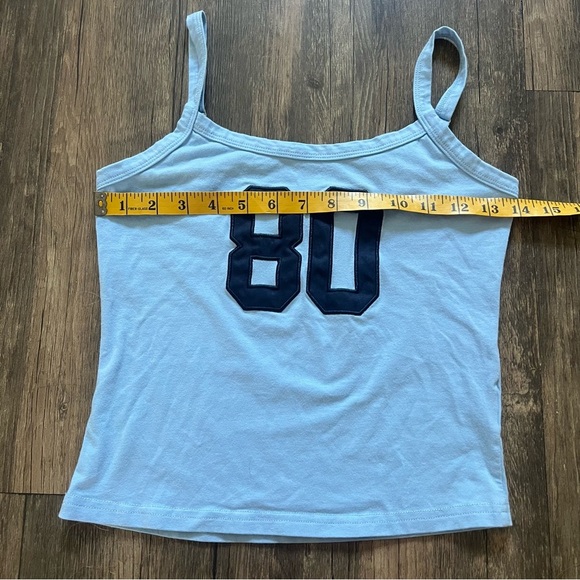 'Edikted Blue 80s Babe Appliqué Cotton Crop Top Graphic Tank Top Stretch M - Picture 9 of 9